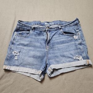 Boyfriend Jean Shorts Old Navy Denim  Distressed Summer Sz 18 Mid Rise